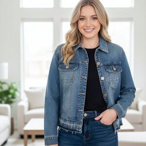 Democracy "Artisan Crafted" Blue Denim Jean Jacket - Size Small